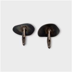 Vintage Large Sterling Silver 925 Natural Agate Gemstone Cufflinks